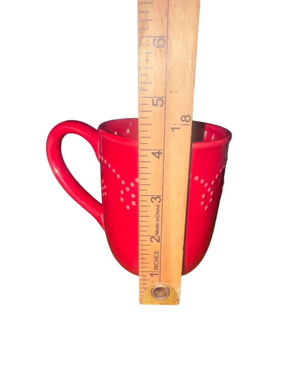 Red Ceramic Coffee Mug With White Dotted Heart Design Microwave & Dishwasher Saf